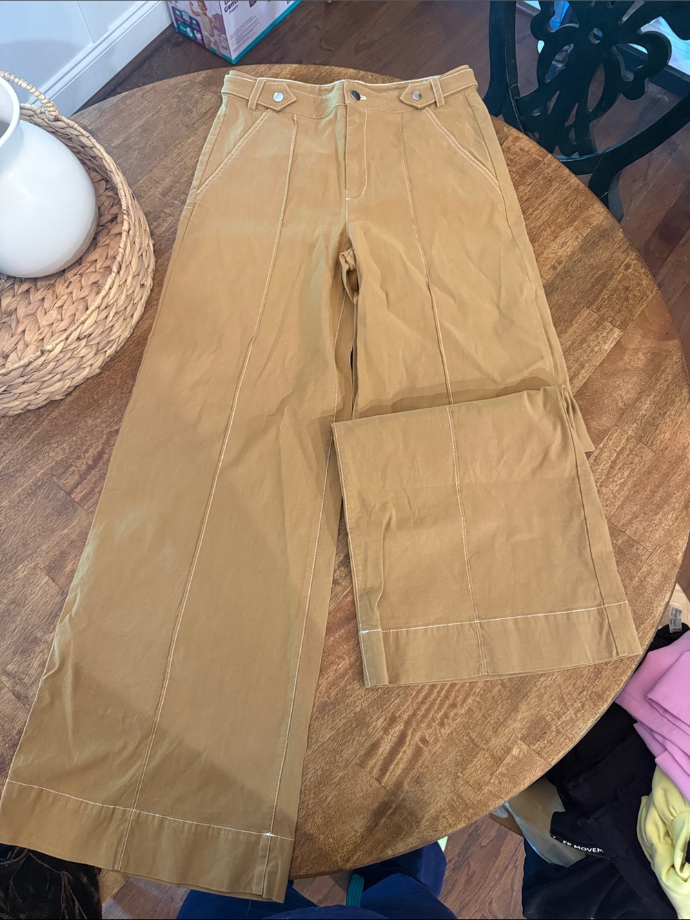 Maeve Wide-Leg Pants in Camel Tan